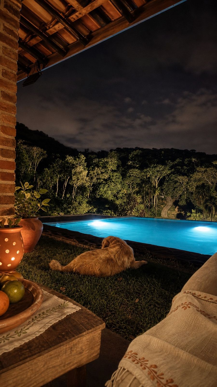 Piscina à noite